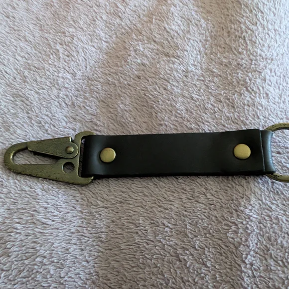 Portland Leather Black Strap with Brass Accents - Picture 3 of 4